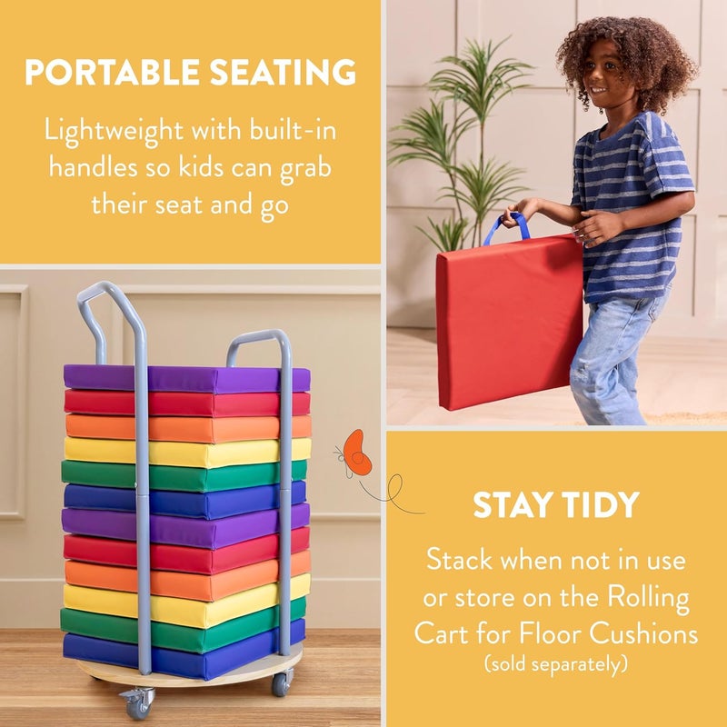 Back2School Express Store Square Floor Cushions with Handles, Flexible Seating, Assorted, 6-Piece - Image 5